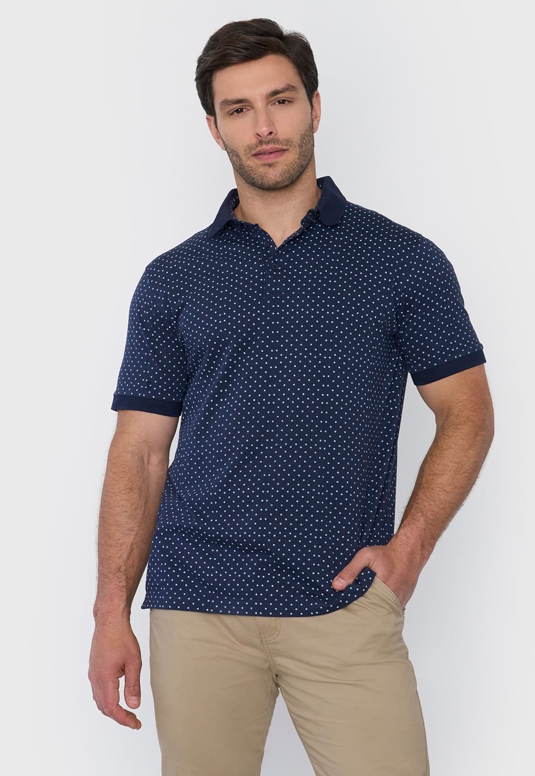 Polera Hombre Polo Jersey Miniprint Navy