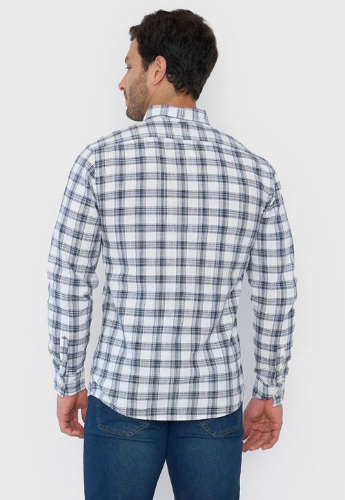Camisa Hombre Check Textura Azul