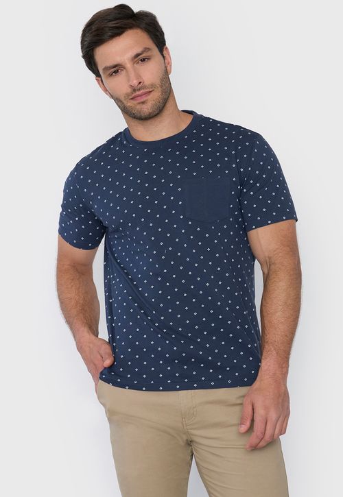 Polera Hombre Bolsillo Azul