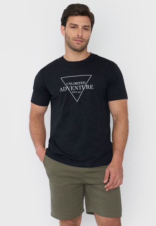 Polera Hombre Focal Print Color Negro
