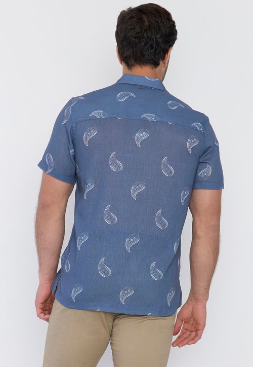 Camisa Hombre Liviana Print Celeste