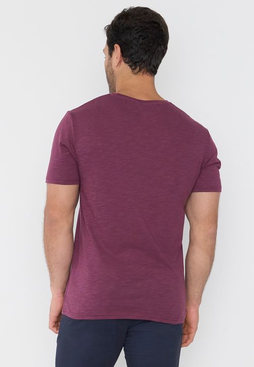 Polera Hombre Slub Bolsillo Burdeo