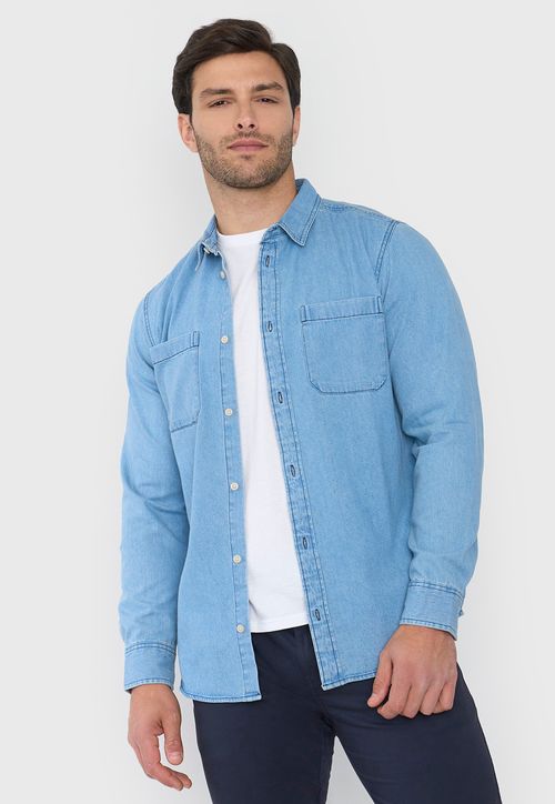 Camisa Hombre Denim Azul