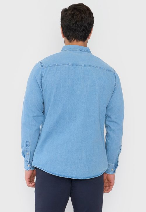 Camisa Hombre Denim Azul