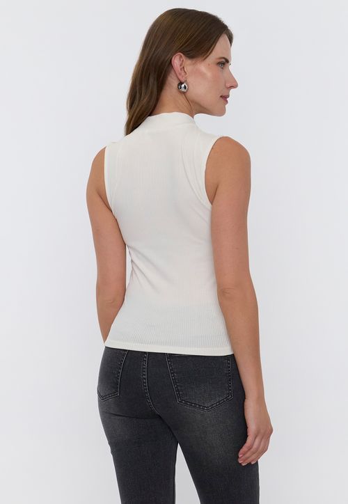 Polera Mujer Rib Halter Ecru