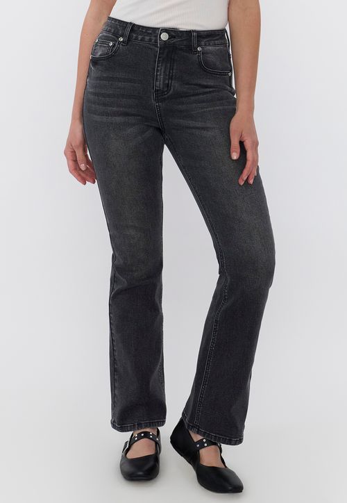 Jeans Mujer Flare Fit Negro Liso