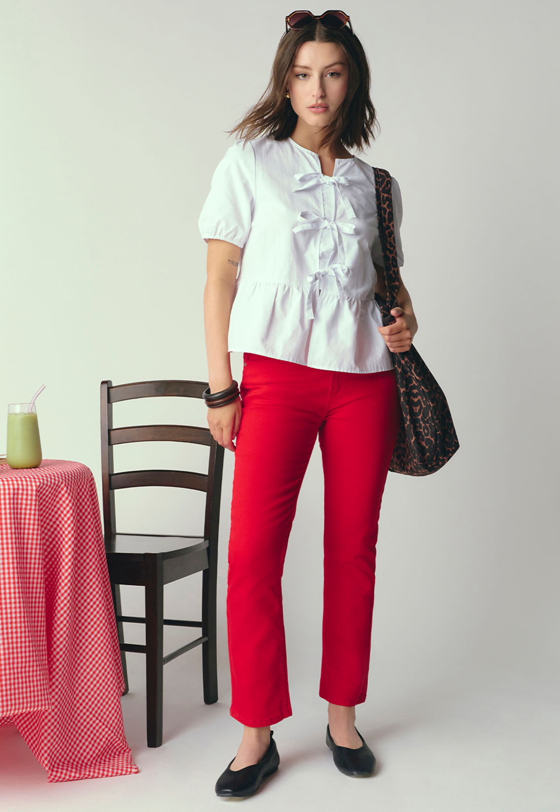 Jeans Mujer Straight Fit Boot Cut Rojo