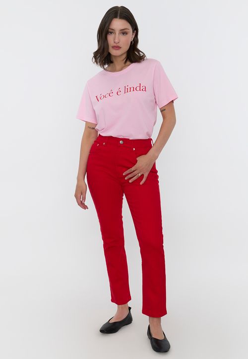 Jeans Mujer Straight Fit Boot Cut Rojo