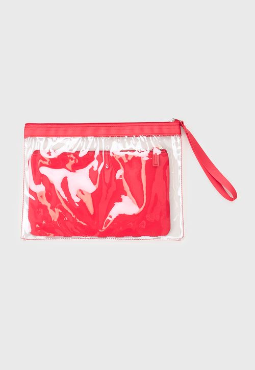Estuche Mujer Doble Print Rayas Rojo