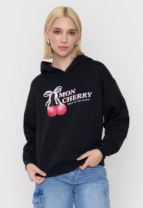 Polerón Mujer Hoodie Print Negro