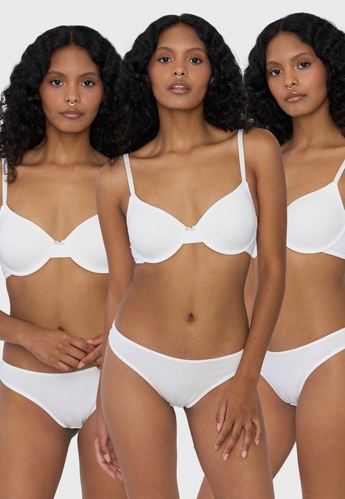 Colaless Mujer Tripack Cotton Mix Ecru