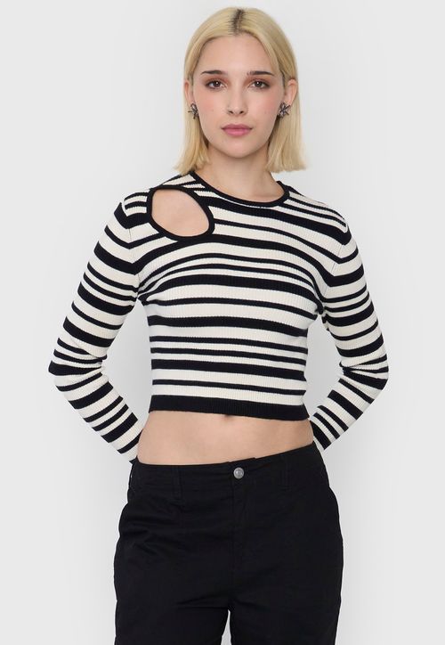 Tejido Mujer Manga Larga Cut Out Ecru