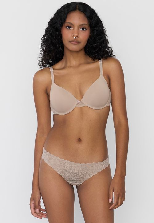 Calzón Mujer Bikini Encaje Color Beige