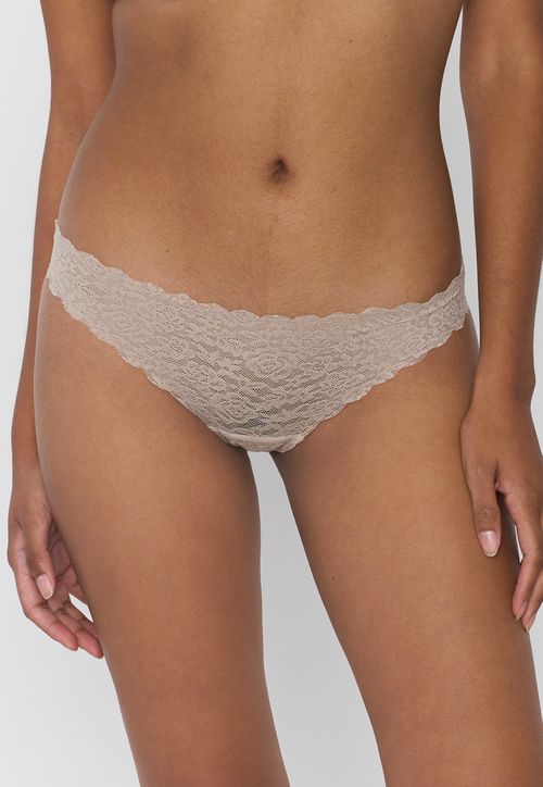 Calzón Mujer Bikini Encaje Color Beige