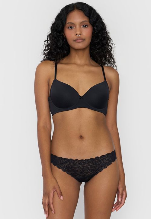 Calzón Mujer Bikini Encaje Color Negro