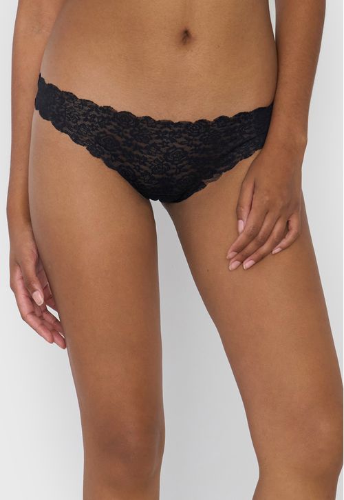Calzón Mujer Bikini Encaje Color Negro