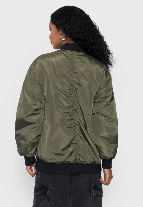 Chaqueta Mujer Bomber Básica Verde