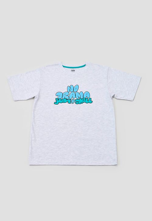 Polera Niño Teen M/C Back Print Gris