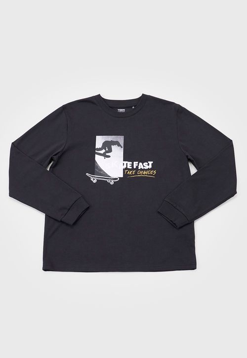 Polera Niño Teen M/L Focal Negro