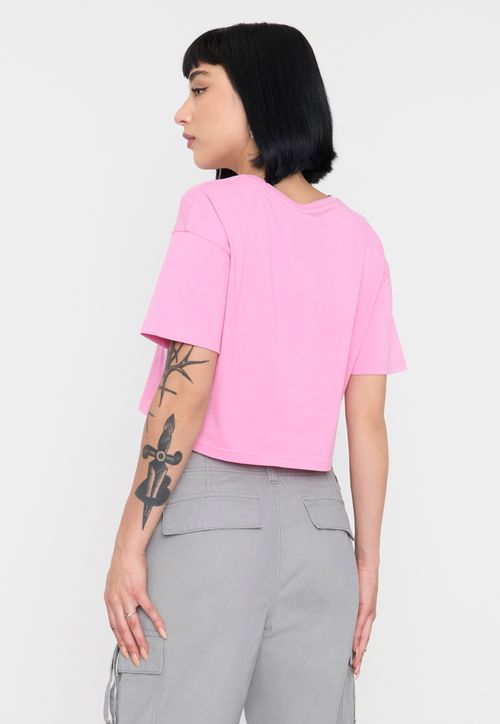Polera Mujer Rosado Fun Manga Corta Crop
