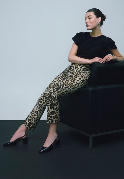 Pantalón Mujer Animal Print Beige