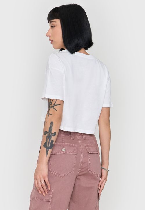 Polera Mujer Fun Manga Corta Crop Color Blanco