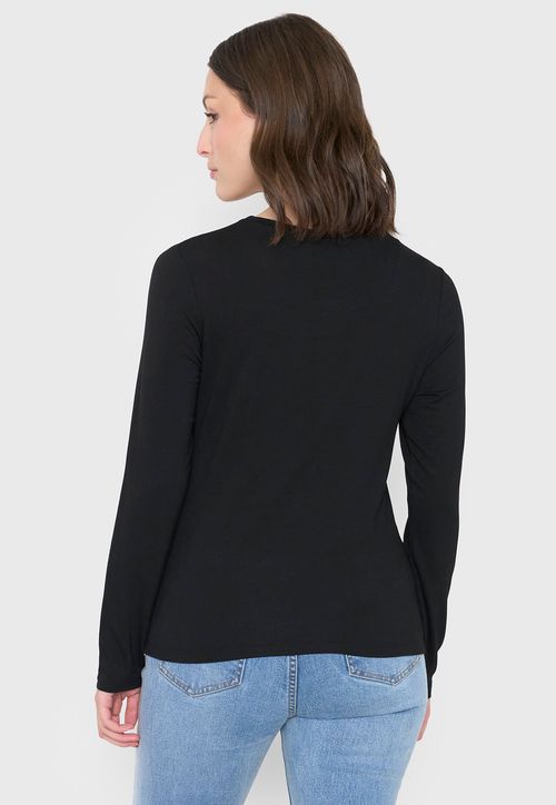 Polera Mujer Manga Larga Negro