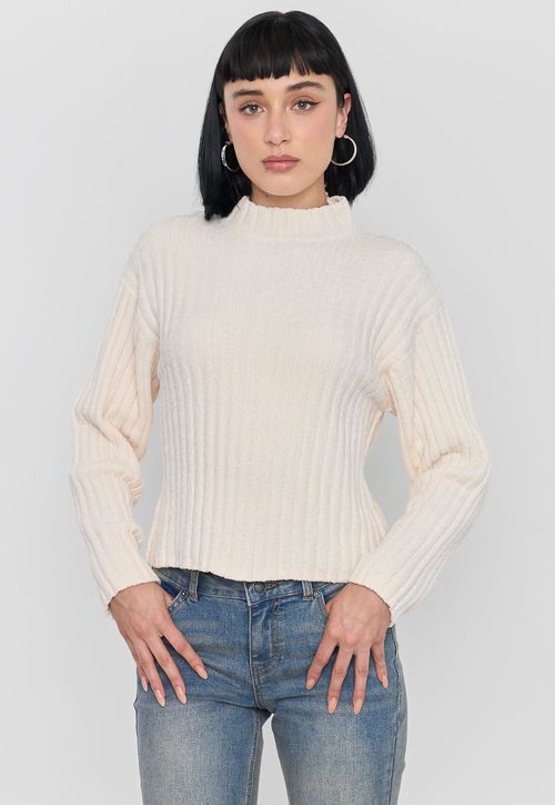 Sweater Mujer Chenille Rib Ecru