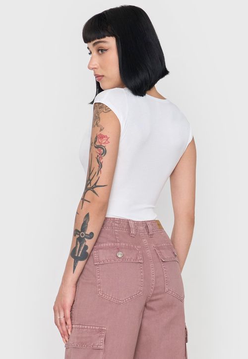 Body Mujer Manga Corta Ecru