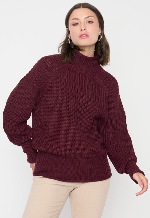Sweater Mujer Grueso Burdeo