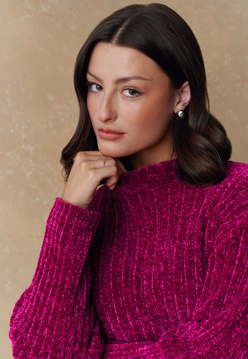 Sweater Mujer Chenille Rib Guinda