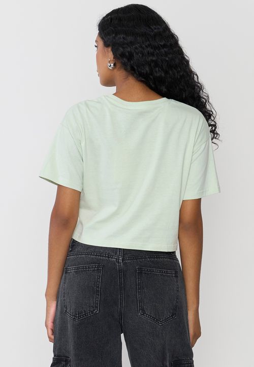 Polera Mujer Fun Manca Corta Crop Verde Agua