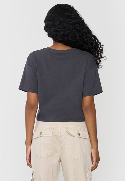 Polera Mujer Fun Manca Corta Crop Gris Oscuro