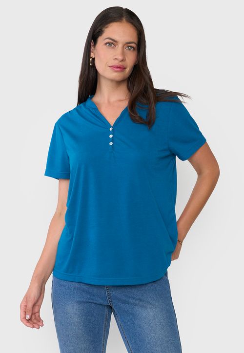 Polera Mujer Cuello Mao Petrol