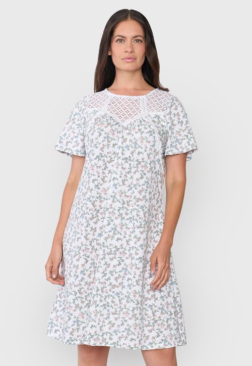 Camisa De Dormir Mujer Macramé Ecru