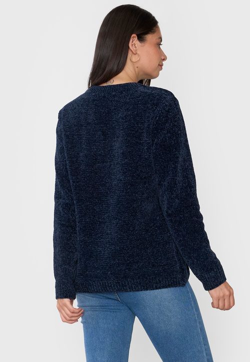 Sweater Mujer Chenille Trenzado Navy