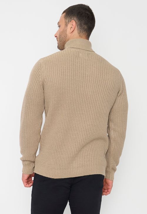 Tejido Hombre Cuello Alto Beige