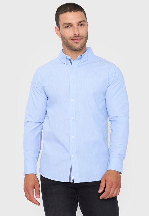 Camisa Hombre Fil A Fil Work Celeste