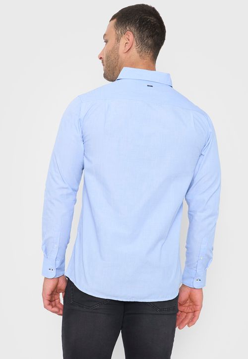 Camisa Hombre Fil A Fil Work Celeste