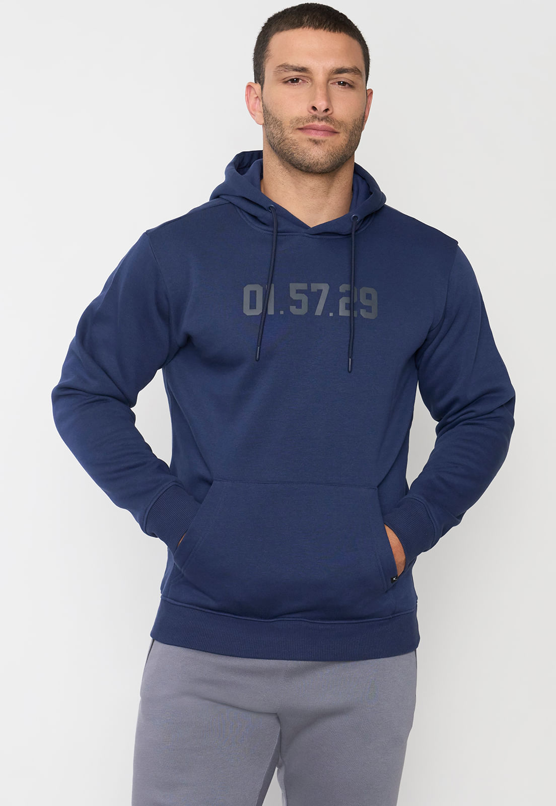 Polerón Hombre Deportivo Canguro Color Navy