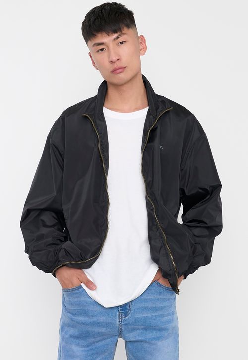 Casaca Hombre Zipper Metálico Urbana Negro