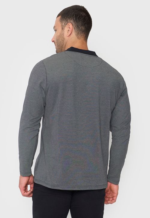 Polera Hombre Polo Piqué M/L Negro