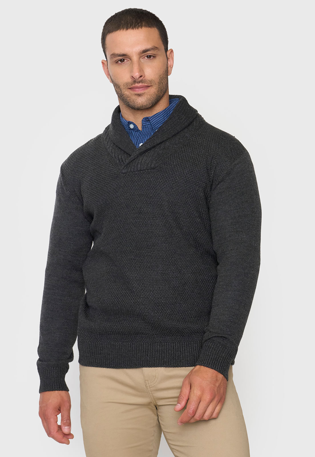 Tejido Hombre Cuello Shawl Charcoal