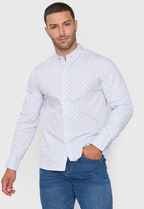 Camisa Hombre Miniprint Celeste