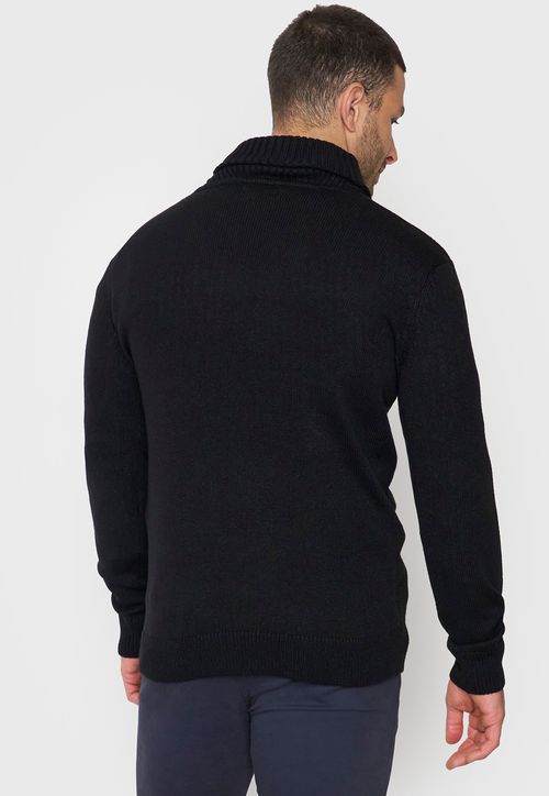 Tejido Hombre Cuello Shawl Negro