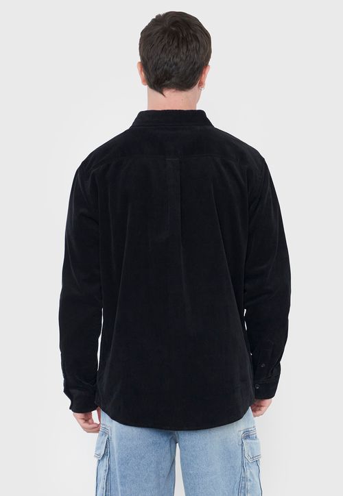 Camisa Hombre Cotelé Negro