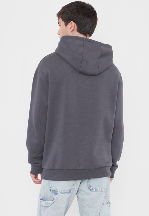 Polerón Hombre Hoodie Snap Y Print Gris