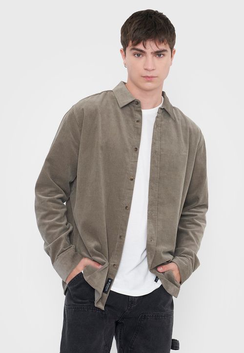 Camisa Hombre Cotelé Verde