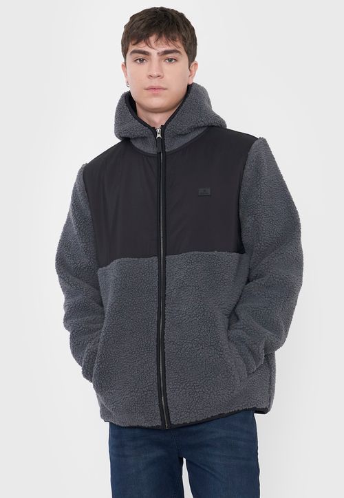 Casaca Hombre Sherpa Hoodie Gris
