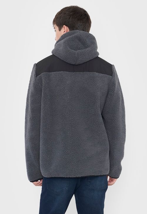 Casaca Hombre Sherpa Hoodie Gris